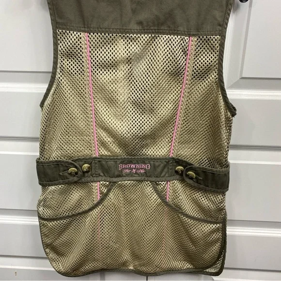 Browning For Her Reactar Shooting Vest Mesh Hunting Brown Pink Adjustable Small - Picture 6 of 7